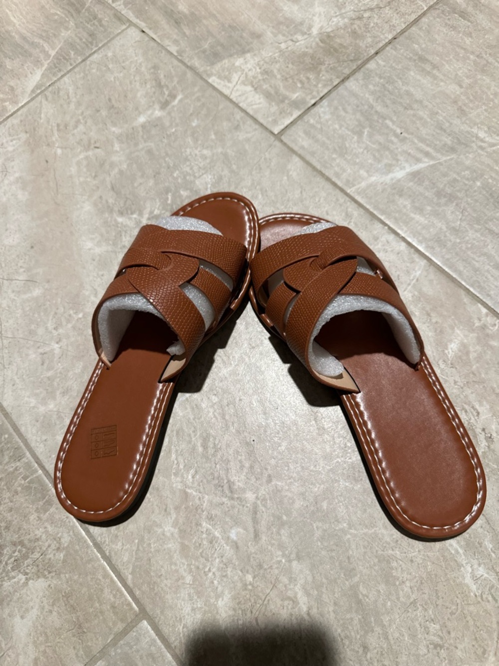 Women’s Brown Leather Slide Sandals